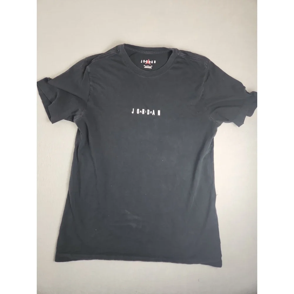 Jordan Shirt Mens Medium Black Embroidered Wordmark Jumpman Logo Nike Air Tee